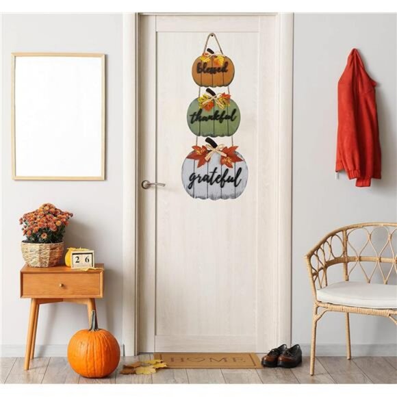 Fall Decorations for Home Blessed Grateful Thankful Door Sign Fall Decor - Picture 2 of 8